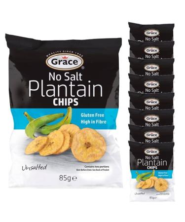 9 x 85g Unsalted Plantain Chips Banana Crisps Natural Lunch Snack Gluten Free