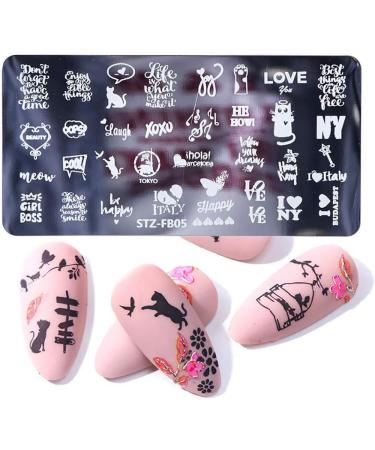 Mwoot 6Pcs Nail Art Stamping Plate Set - Starry Sky, Unicorn, Cat, Love, Leaves, Lace Theme - Buy Online on SooperMarket.com