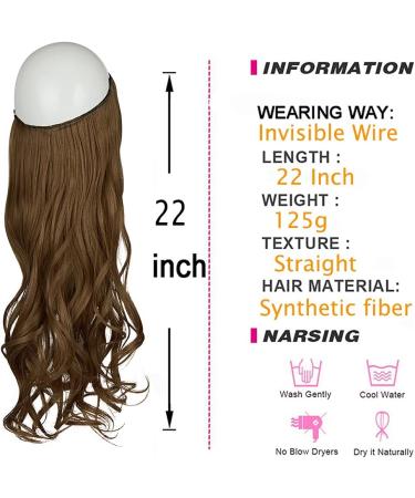 OMGREAT Ombre Halo Hair Extensions 18 Inch Wavy Curly Synthetic Hair - Light Chestnut Brown - Buy Online on SooperMarket.com