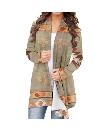 Long Shirt Outerwear Top Thin Warm Knitted Coat Women's Blouse V-Neck Shirt Tunic Long Women's Tunic Women's Shirt Casual Checked Shirt Women's Winter Chunky Knit Jacket B-khaki XXL