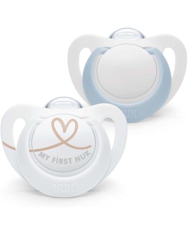 NUK Star baby pacifier | BPA-free silicone pacifier | 0-6 months | blue | 2 pieces 0-6m Standard Blue