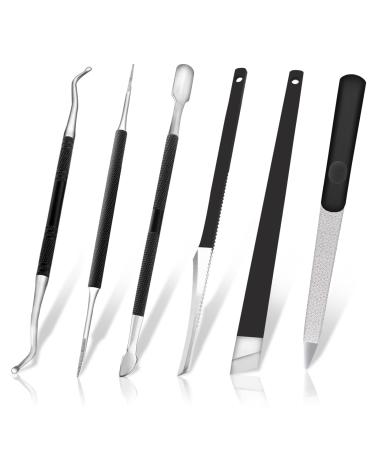 Ingrown Toenail Pedicure Tool Kit 6pcs, Ingrown Toe Nail File and Lifter Nail Pusher Pedicure Knife Set, Sharp Blade Nail Knives Kit Professional, Foot Repair Kit Stainless Steel for Nail Care 6pcs nail tool
