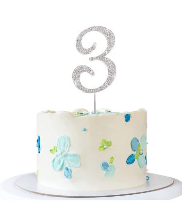 ENSTAB 0-9 Cake Decoration Silver Rhinestones Happy Birthday Cake Topper Anniversary Cake Decoration (3) SHINY-10 Silver-3