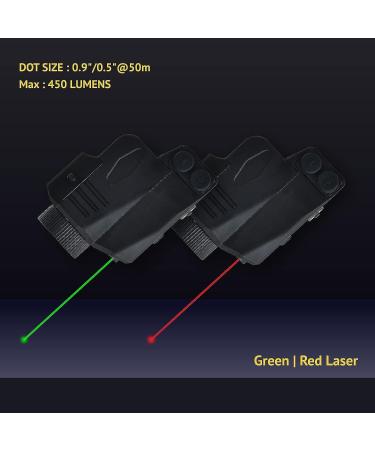 Pistol Light with Red&Green Laser | Rechargeable Compact Weapon Light | Adjustable Rail Mounted Laser Combo | Magnetic Charging | LED Strobe Function - Buy Online on SooperMarket.com