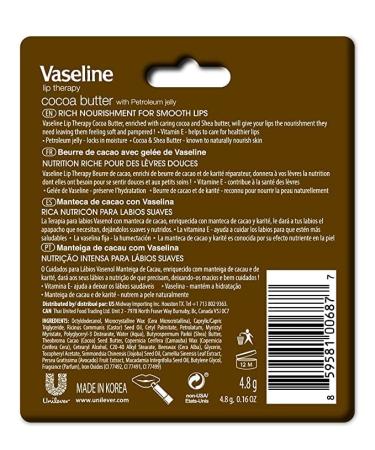 Vaseline Lip Therapy Stick Cocoa Butter Variety Pack - 4 Pack 4.8g | Petroleum Jelly Lip Balm - Buy Online on SooperMarket.com