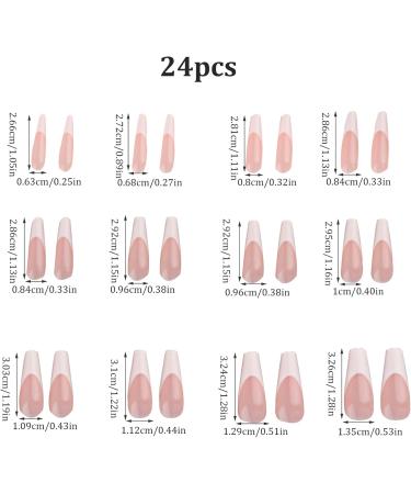 Press On Nails 10 Sheets Color Long Press On Nails With White Edge 12 Size Full Cover Stick On Nails Simple Style False Nails For Women Girls Nail Art Style3 - Buy Online on SooperMarket.com