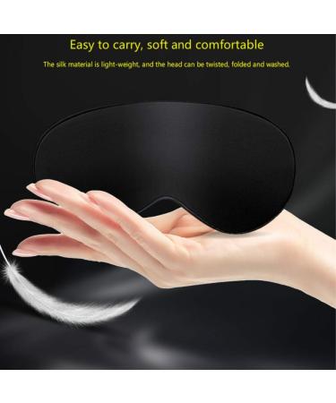 Satin Silk Sleeping Eye Mask with Double-Layer Filling and Elastic Strap - Black - Buy Online on SooperMarket.com
