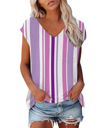 Short Sleeve T Shirts Clothing Woman T-Shirt Casual Black Clothing Top Women's Floral Pattern for Women Crop Tops Shirt Shirts Top Women's Summer Tank Top 2-purple XL - Buy Online on SooperMarket.com