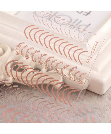 3D Rose Gold Metal Nail Stickers - Self-Adhesive Nail Art Decals for DIY Manicure | 8 Sheets of Stripe Lines & French Tips - Buy Online on SooperMarket.com