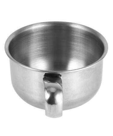 Stainless Steel Brush Bowl with Handle Shaving Soap Mug Bowl Razor Shaver Cleaning Foam Tool for Man