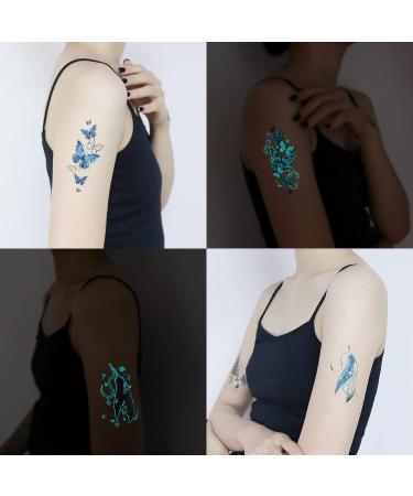 Glow in Dark Temporary Tattoo Stickers - Snake Panda Jellyfish Border Collie Dog Whale Goldfish Shark Feather Cat Deer (Pack of 15 Sheets) - Buy Online on SooperMarket.com