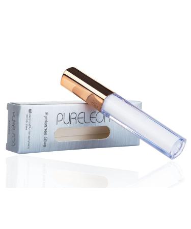 PURELEOR Eyelash Glue Strong Hold Latex Free Lash Glue for Sensitive Eyes Waterproof Lash Adhesive for Strip Lashes Brush On Clear 10ml 0.35oz