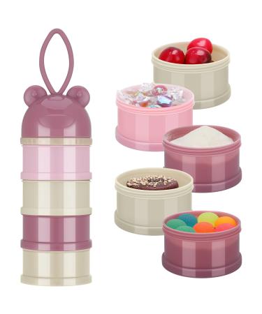 Smilcloud Baby Milk Powder Dispenser Portable Dispenser Container Pot Stackable Infant Feeding Travel Snack Storage Container with 4 Separate Twist-Lock compartments for Travel and Outdoor Activities