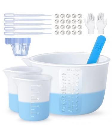 LET'S RESIN Silicone Measuring Cups,Resin Supplies with 600ml/20oz&100ml Thickening&Polishing Resin Mixing Cups,Easy to Clean,Silicone Stir Sticks,Silicone Cups for Epoxy Resin Mixing