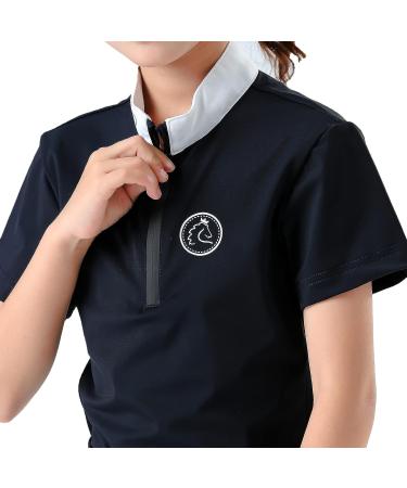 TrustBreech Kids' Short Sleeve Equestrian Sun Shirt - Made in USA, Moisture-Wicking, Ice Fil Lite, Navy - Buy Online on SooperMarket.com
