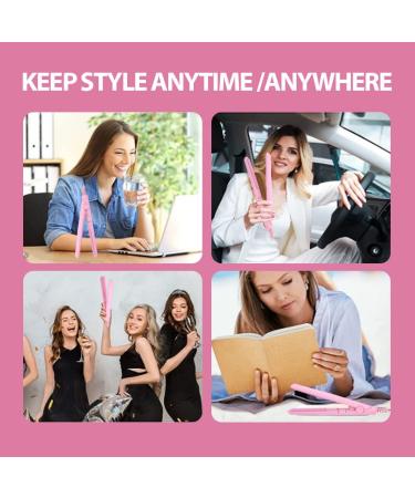 Small Curling Iron for Short Hair | 2 in 1 Mini Hair Straightener & Curler | Tourmaline Ceramic | Pink - Buy Online on SooperMarket.com
