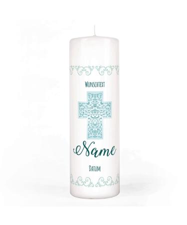 Striefchen candle for baptism/communion/confirmation with name and date for boys