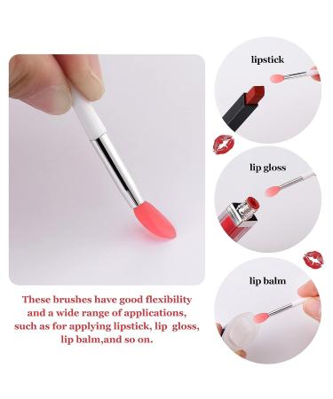 Newtay 20 Pcs Silicone Lip Brush Covers and Brushes for Lipsticks, Lip Gloss, Balm - Pink/White - Buy Online on SooperMarket.com