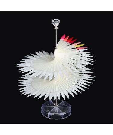 BNG Nail Color Wheel Display 120pcs Nail Display Tips Nail Art Polish Colour Chart Professional Fan-shaped Stiletto Sticks Nail Pops Palette Color Card Board Salon Tool With Spiral Stand Pointed Style