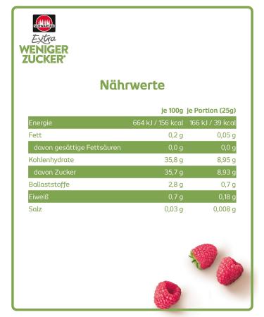 Schwartau Extra Less Sugar Raspberry Fruit Spread - Reduced Sugar 300g | Buy Internationally - Buy Online on SooperMarket.com