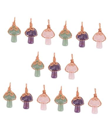 EXCEART 6 pcs Crystal Mushroom Pendant mini keychain miniature mushrooms mini crystals mushroom charms cute 3.3x1.5cmx5pcs Assorted Colorx5pcs