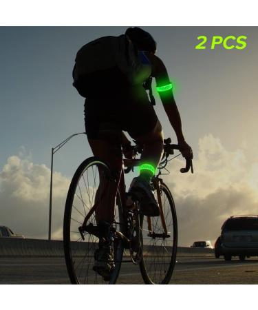 Pack of 2pcs- LED Sports Saftey Flashing Reflective Armband with High Visibility Light up Glow in The Dark Bracelet for Cycling  Jogging  Walking and Running (Green) - Buy Online on SooperMarket.com