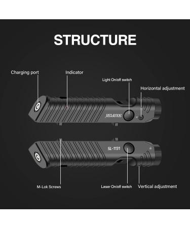 Solofish 1450 Lumens MLOK Mount Tactical Flashlight with Green Laser Sight | Magnetic Rechargeable Laser Light Combo for M-Lok Rail - Buy Online on SooperMarket.com