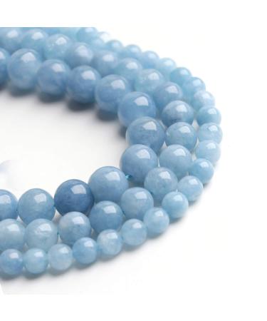 Filluck Natural Stone Beads Aquamarine 8mm Polished Round Smooth Gemstone Beads for Jewelry Making 15 Inch(Aquamarine,8mm)