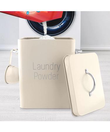 Detergent Box Washing Powder Box with Dosing Spoon 4 L Detergent Storage Washing Powder Can Washing Powder Box Storage Box Powder Storage Containers for Powder Food Pet Food Beige - Buy Online on SooperMarket.com