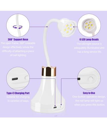 Rose Mini Nail Dryer - Aceshop 18W UV LED Nail Lamp for Gel Polish, Portable and USB Rechargeable, 360 Rotatable Design - Quick Dry Curing Lamp for DIY Manicure at Home or Salon - Buy Online on SooperMarket.com