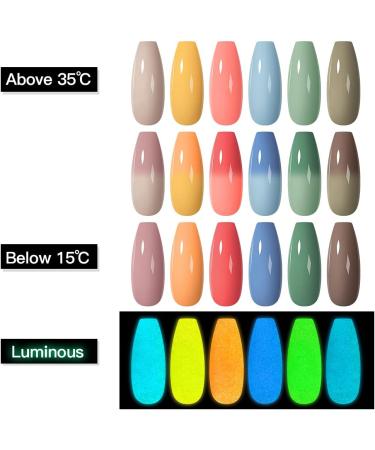 MSRUIOO Colour Changing Gel Nail Polish Set Glow in the Dark Gel Nail Polish Kit Temperature Mood Change Nail Gel Polish Soak Off LED Gel Nail Kit 6 Pieces 8 ml - Buy Online on SooperMarket.com