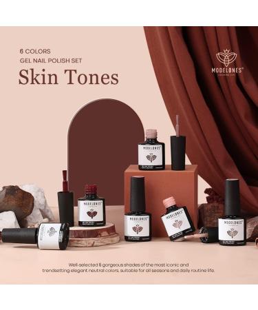 Modelones Gel Nail Polish -6 Colors Nude Pink Gel Polish Set Skin Tones Neutral Brown Soak Off Gel Nail Kit Manicure DIY Nail Art Salon Home Gift - Buy Online on SooperMarket.com