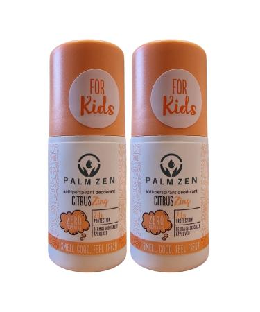 Palmzen Children's Roll on Sensitive Anti-Perspirant Deodorant - Vegan Friendly Aluminium and Alcohol Free Dermatogically tested (Citrus Zing)