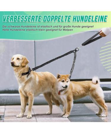 Buy NASJAC Double Dog Linen Coupler | Adjustable Reflective & Shock-Damping Shared Leash for 2 Dogs - Black & Gray - Buy Online on SooperMarket.com