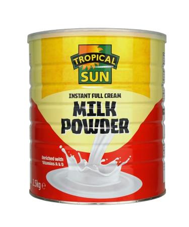 Tropical Sun Instant Full Cream Milk Powder Dairy Drink Coffee Tea Whitener Custard Dessert Baking Cooking 2.5kg Pack of 1 with Welari Thank You Card | (1pack) (1x2.5kg)