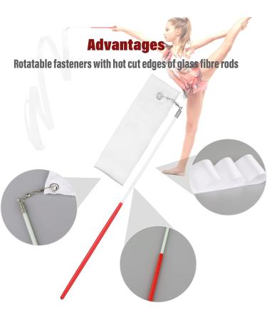 Grevosea 4pcs Gymnastics Dance Ribbons with 30cm Wand - White Rhythmic Gymnastics Equipment for Kids Talent Shows - 78.74inch Streamers - Buy Online on SooperMarket.com
