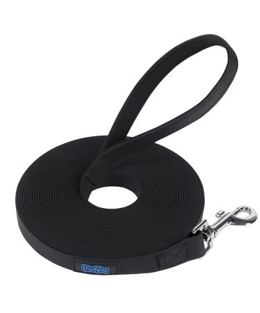 Vivifying Training Lead for Dogs 10M/32FT Waterproof Strong Long Line dog Lead 360 Rotating Buckle Training Lead for Dogs with Padded Handle for Large Medium and Small Pet Dog(Black) 10m Black