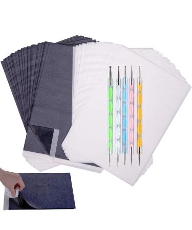 Offeara Carbon Paper, Large Size Graphite Paper, Tracing Paper for Drawing, Black Transfer Paper and Trace Paper, - 180 Sheets (9 x 13 Inches) with 5pcs Embossing Styluses Stylus