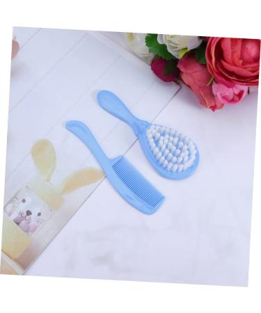 Newborn Baby Hair Brush & Comb Set - Soft Infant Scalp Massage Brushes in Blue - Size 1 - Buy Online on SooperMarket.com