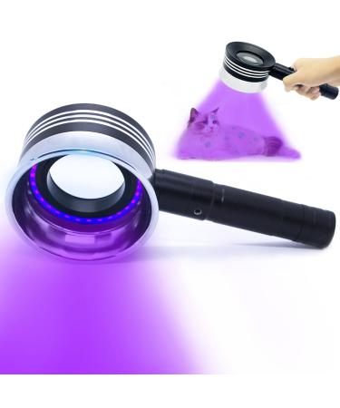 HUHKOUAE Wood's Lamp UV Black light Detector Portable With magnifying glass and Focus light halo for Analyzing Skin Vitiligo Detect Dog/cat Ringworm Detect pet Urine Detect Foodis moldy Detect