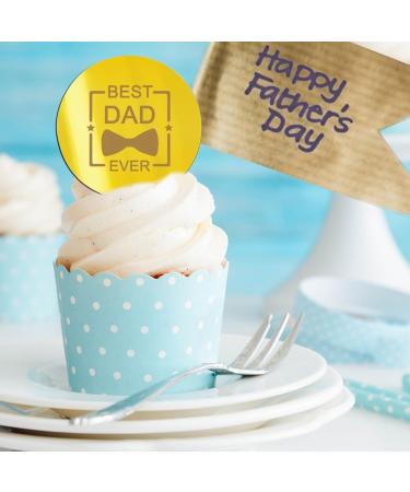 Happy Father's Day Cupcake Toppers | Engraved Mirror Cake Decorations - Buy Online on SooperMarket.com