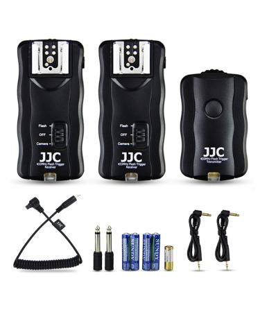 JJC 3-in-1 Wireless Flash Trigger & Shutter Remote Control with Two Receivers Kit for Canon EOS R5 5D Mark IV III II 6D Mark II 7D Mark II 5Ds R 1DX Mark III II 1Ds Mark III 50D 40D 30D With Cable Replaces Canon RS-80N3
