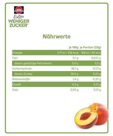 Buy Schwartau Extra Less Sugar Peach Fruit Spread - Reduced Sugar 300g | International Shipping Available - Buy Online on SooperMarket.com