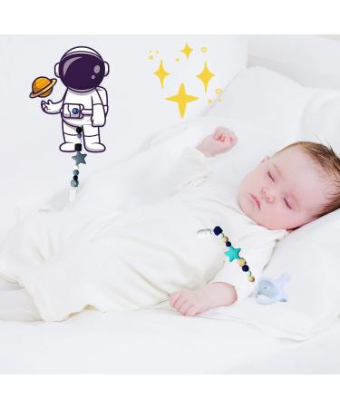 SILICONE BABY PACIFIER CLIP SET | Teething Toy with Star Pattern | 2 Pack | Universal Fit for Boys and Girls - Buy Online on SooperMarket.com