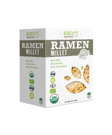 Big Green Organic Food- Organic Millet Ramen, Gluten-Free, Lectin-Free, Non-GMO, Vegan, 6g of Protein, Wheat and Rice Alternative, 10.5 oz (1)