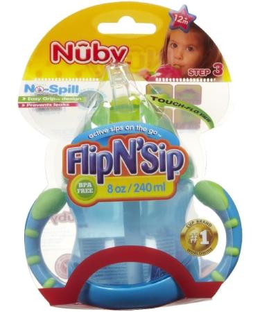 Nuby Two-Handle Flip N' Sip Straw Cup 8oz - Colors May Vary | BPA-Free Straw Sippy Cup - Buy Online on SooperMarket.com