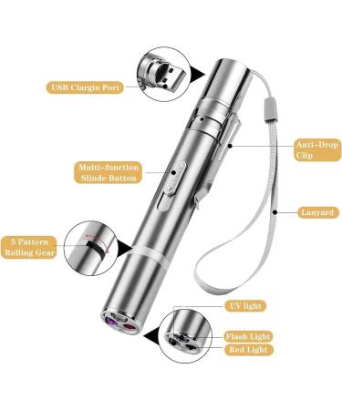 Cyahvtl Laser Pointer Toy for Cats & Dogs - Interactive Red Dot LED Light Pointer - USB Charging - 5 Patterns - Buy Online on SooperMarket.com