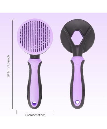 FYY Self Cleaning Dog and Cat Brush for Shedding - Pet Slicker Brush for Long or Short Haired Dogs and Cats - Grooming Supplies in Purple - Buy Online on SooperMarket.com