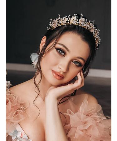 SWEETV Rhinestone Bridal Headband - Gold Wedding Tiara for Bride | Hair Accessories for Women - Buy Online on SooperMarket.com