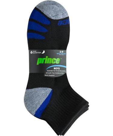 Prince Boys' Quarter Length Athletic Ankle Socks (6 Pair Pack) - Black, Large - Buy Online on SooperMarket.com